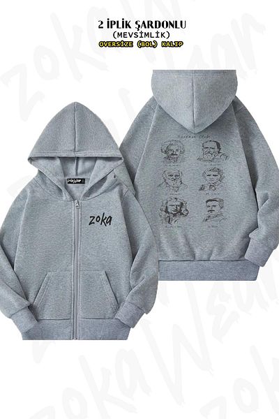 ZOKAWEAR Physicists Science Club Back Printed - Γκρι Oversize Ζακέτα (2 κλωστές)