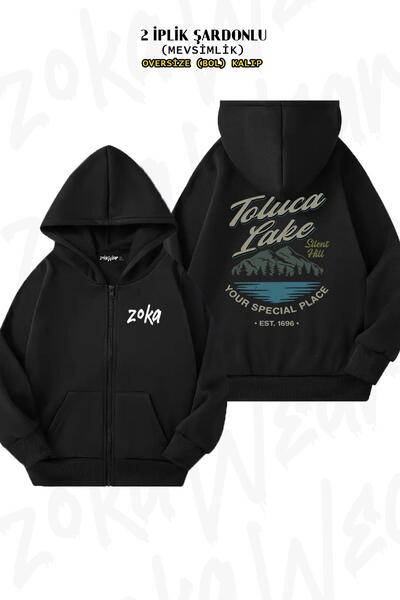 ZOKAWEAR Oversize Toluca Lake Silent Hill Back Printed Zippered Hooded Black ...
