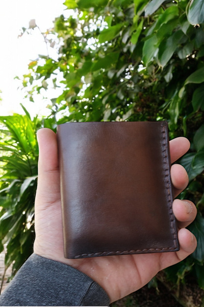 The Dortex Shoes The Dortex Handmade Genuine Leather Brown Vertical Men's Wallet