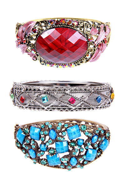 Rouge حزمة أساور حجرية ملونة