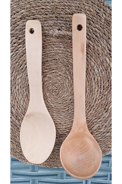 mother kitchen Natural Bamboo Wood Scoop+Raw Spoon 27cm Soup Food Scoop and Spoon