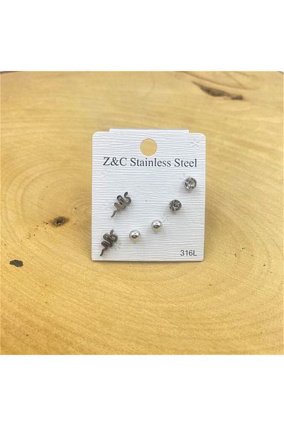 oldskoolbutik Snake 6-Piece Steel Earrings