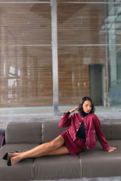 VERYMODA Suede Pocket Jacket - Burgundy |   F1800