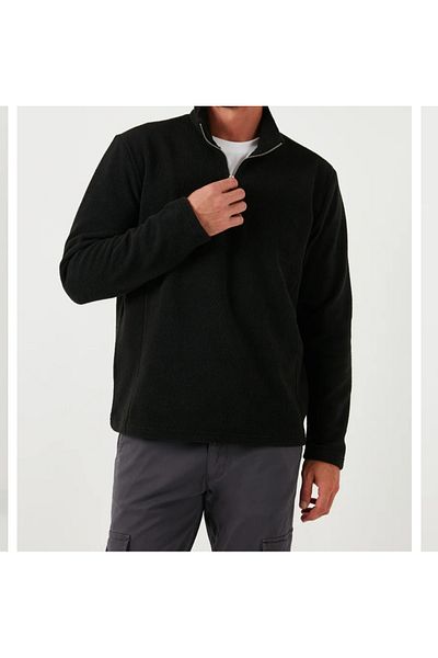 JSCO Men's Metal Zippered Straight Neck Intersoft Fleece