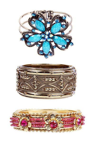 Rouge حزمة أساور حجرية ملونة