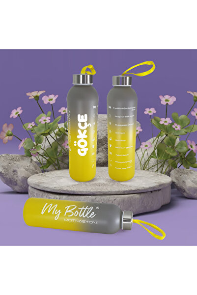 Hediye Kesesi Kişiye Özel Renkli 750 ml Motivasyon Cam Su Matarası HK2708