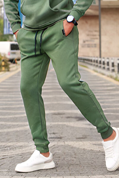 YAKAMEL Ανδρικό χειμερινό αθλητικό παντελόνι jogger με 3 κλωστές, βαμβακερό, ...