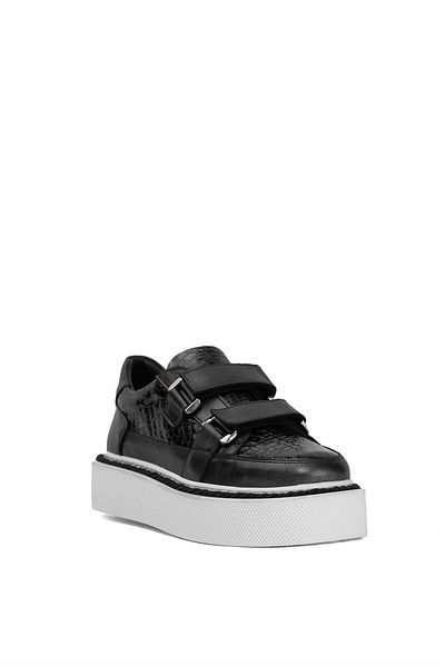Ayakkabı Fuarı Elit DK34119 - Tenis clasic pentru femei din piele naturală de culoare antracit