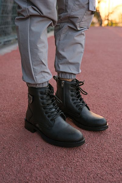 Riccon Men's Black Zippered Biker Boots 0012655