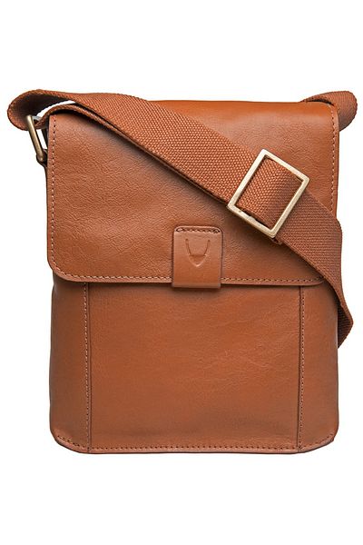 Hidesign Aiden 01 Large Messenger Bag for Men - Canvas & Genuine Leather, Tan
