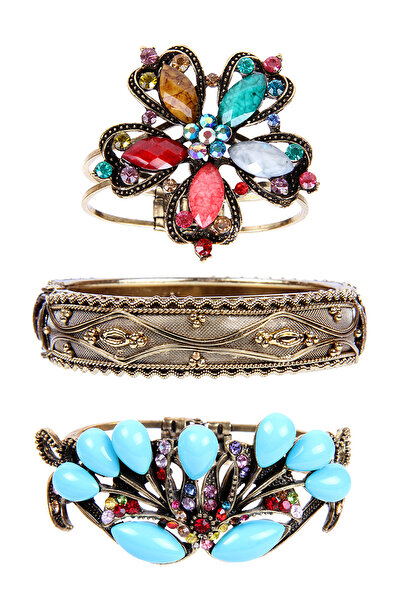 Rouge حزمة أساور حجرية ملونة