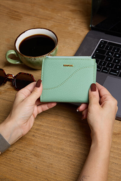 REWİNA Модель 9733 - Жіночий гаманець із натуральної шкіри, з подвійною блиск...