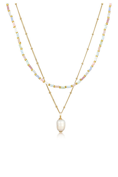 ELLI Dámský náhrdelník s barokními korálky a vrstvou ze sladkovodní kultivované perly ze sterlingového stříbra 925