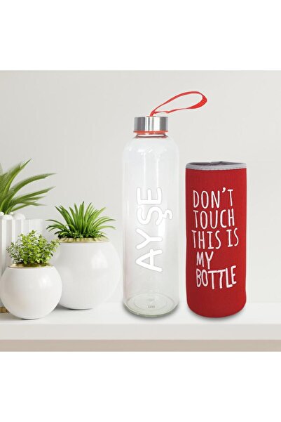 Hediye Kesesi Kişiye Özel Isimli Renkli Kılıflı Cam Su Şişesi 750 ml