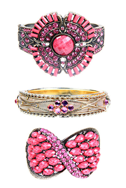 Rouge حزمة أساور حجرية ملونة