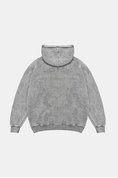 Sekizbiraltı Γυαλιστερό Star Stone Printed Oversize Unisex Premium Washed White Hoodie