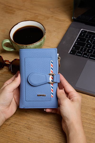REWİNA 9735 Model Baby Blue Portofoliu pentru femei - Piele autentică, cu design special și detalii despre accesorii