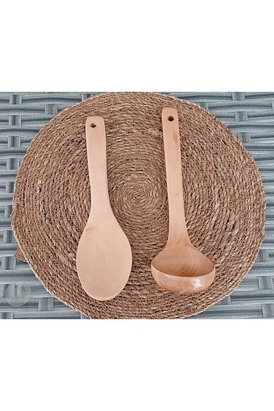 mother kitchen Natural Bamboo Wood Scoop+Raw Spoon 27cm Soup Food Scoop and Spoon