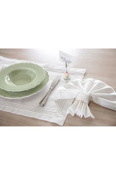 Gül Güler Pack of 2 35*50 White Ribbed Stitched American Serving
