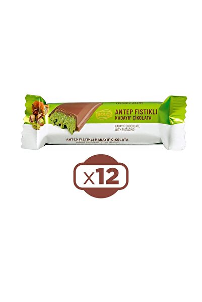 Bolçi Fıstıklı Kadayıf Dolgulu Sütlü Dubai Çikolatası 30 Gr Bar x 12 Adet