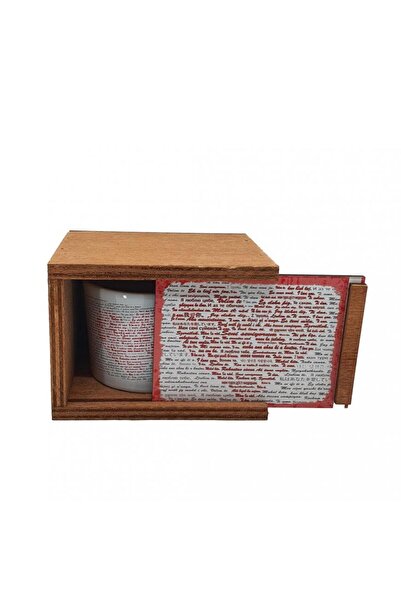 Hediye Kesesi I Love You in 100 Languages Mug with Wooden Box