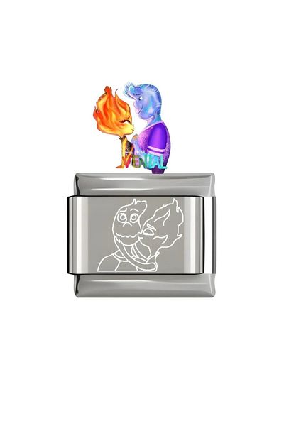 Sepetten Eve Love Passionate Fire and Water Model Steel Italian Charm