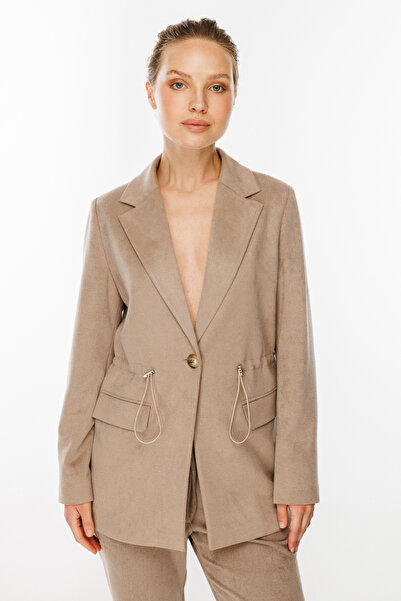 Ekol Beli Bağcıklı Kadife Ceket