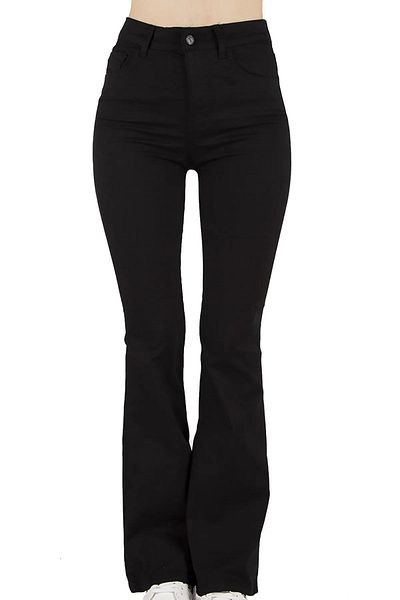 DRC trend Blugi Royal Flare Blugi spanioli cu talie înaltă Pantaloni spanioli negri fără decolorare (lycra)