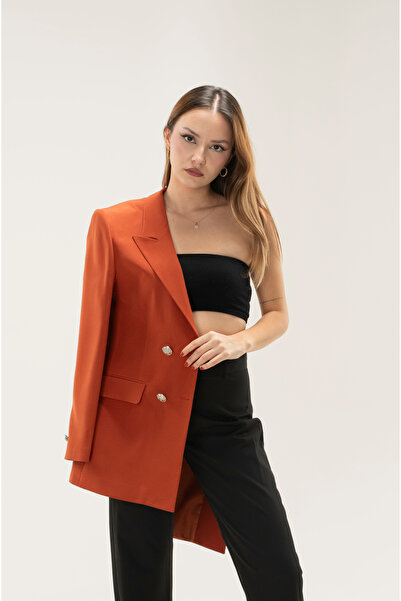 MY COUSİN Kruvaze Vatkalı Astarlı Gümüş Düğme Blazer ceket