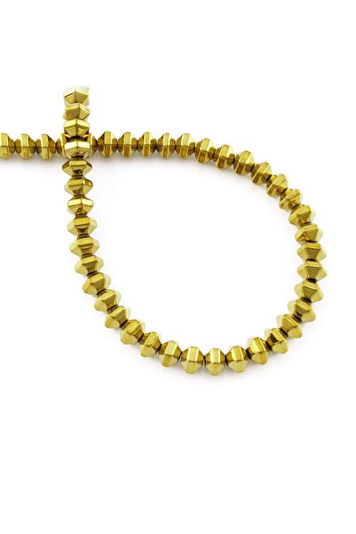 Uçar Doğaltaş Hematit Doğal Taş Parlak Gold Rondela Kesim 6x4mm Dizi [AA]