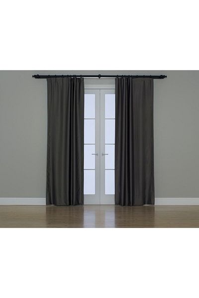 Gauze Fabric Design Anthracite Blackout Background - Curtain Open Blackout Feature
