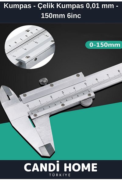 HOBİ CONDİ Premium Special Series Multifunction Steel Caliper 0.01 mm - 150mm 6Inc
