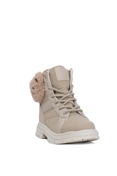 Cool Kids Beige Colored Cool Luno Filet Flat Boots for Girls