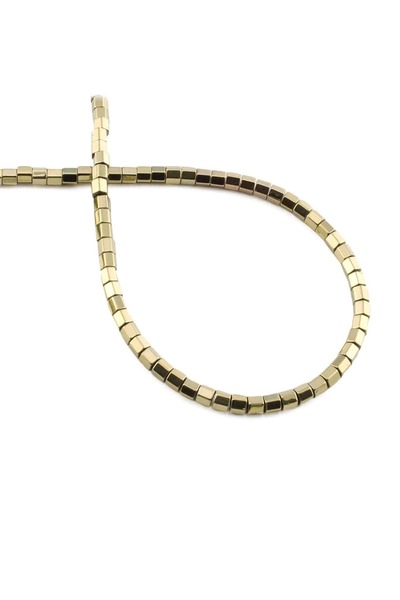 Uçar Doğaltaş Hematit Doğal Taş Parlak Antik Sarı Altıgen Kesim 3x3mm Dizi [AA]