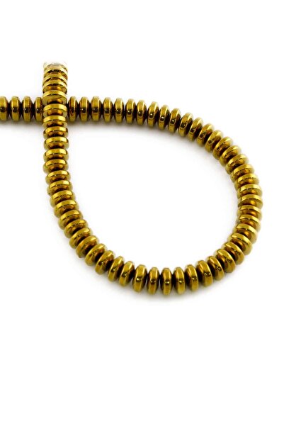 Uçar Doğaltaş Hematit Doğal Taş Parlak Gold Rondela Kesim 6x2mm Dizi [AA]