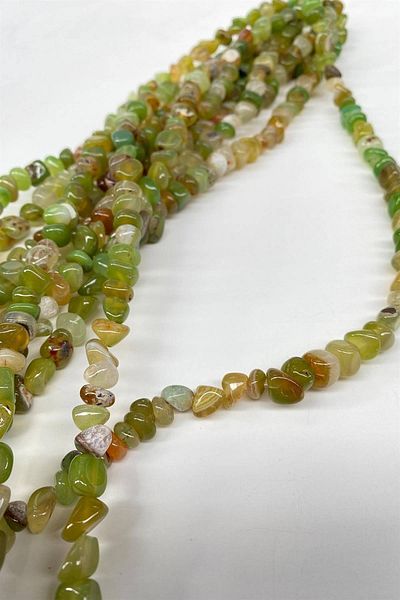 Hobigram Green Pebble Cut Natural Stone 1 Strand – Beads, Stylish Design, Women's Accessory – Beads – Beads