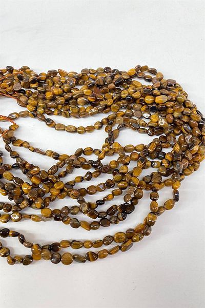 Hobigram Brown Tiger Eye Lentil Cut Natural Stone 1 String – Beads, Stylish Design, Women's Accessory – Bonc