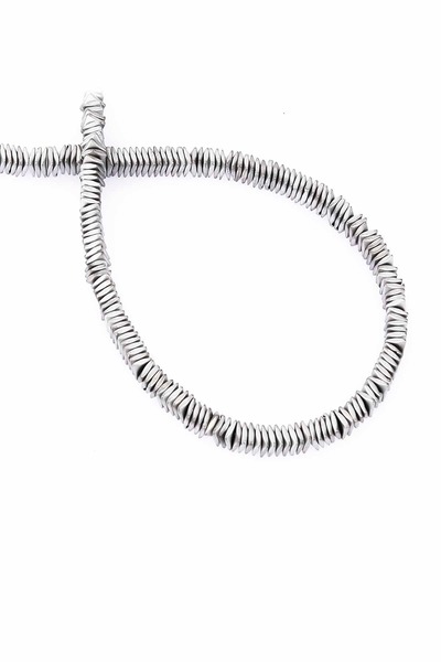 Uçar Doğaltaş Hematit Doğal Taş Mat Açık Gri Rondela Kesim 4x1mm Dizi [AA]