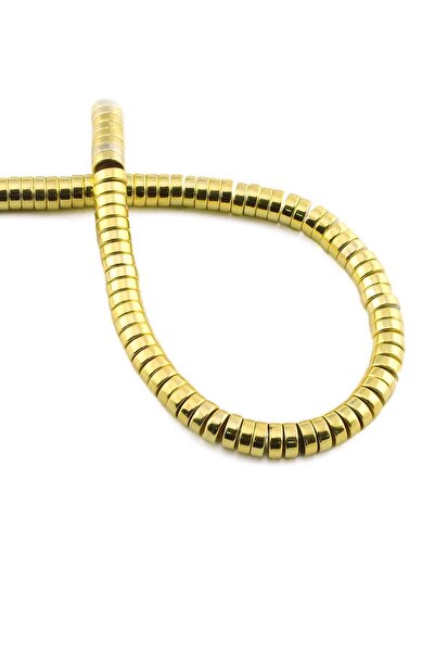 Uçar Doğaltaş Hematit Doğal Taş Parlak Altın Sarı Daire Kesim 6x2mm Dizi [AA]