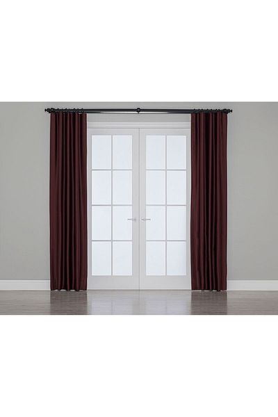 Gauze Fabric Design Blackout Curtain with Blackout Feature Claret Red