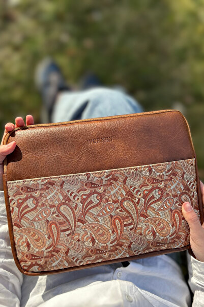 worken حافظة كمبيوتر لوحي مقاس 11-11.5 بوصة، حقيبة، مقاومة للماء، مضادة للصدمات، نمط شال الخريف، أسمر ضارب للصفرة