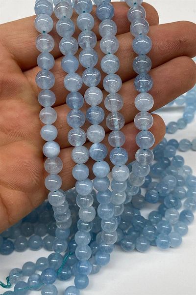 Hobigram Ice Blue Ceyt Natural Stone 8 mm 1 String – Χάντρες, Κομψό Σχέδιο, Γυναικείο Αξεσουάρ – Χάντρες – Χάντρες