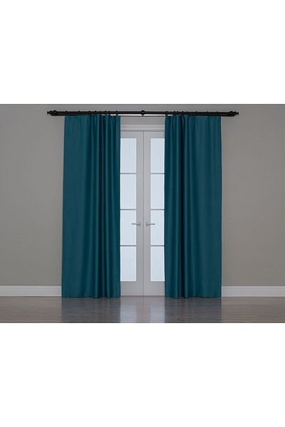 Gauze Fabric Design Blackout Curtain with Blackout Feature Turquoise