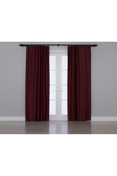 Gauze Fabric Design Blackout Curtain with Darkening Feature Light Claret Red