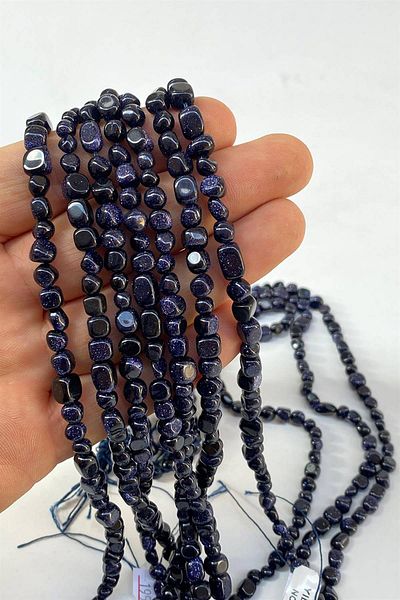 Hobigram Navy Blue Star Natural Stone Lentil Cut 1 String – Beads, Stylish Design, Women's Accessory – Beads – B