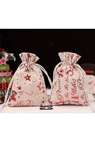 arredamento حقيبة كيس من قش الجوت مكونة من 3 قطع بطابع عيد الميلاد للعام الجديد