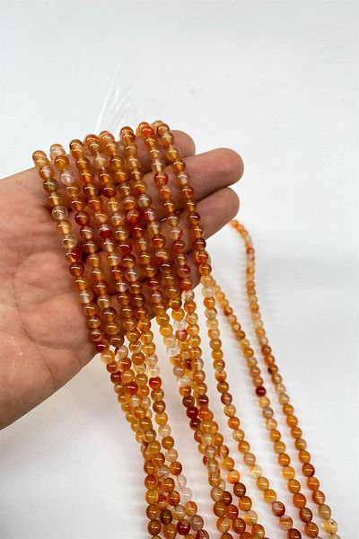 Hobigram Light Brown Natural Stone Agate 6 mm 1 Strand – Beads, Stylish Design, Women's Accessory – Beads – Beads