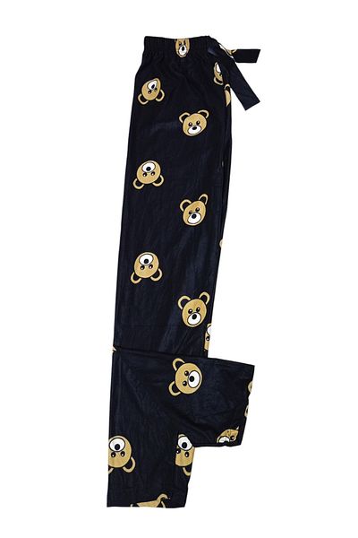 DERENE Women's Plaid Figured Velvet Suede Fabric Pajama Bottoms