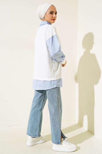 VOLT CLOTHİNG Dámská pruhovaná košile zdobená tunika