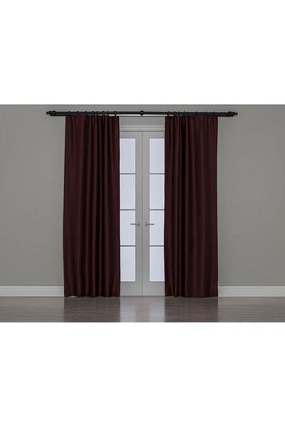 Gauze Fabric Design Blackout Curtain with Blackout Feature Claret Red